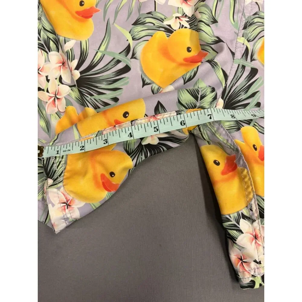 Neff BOYS Rubber Duckie Swim Shorts Purple Tropical Floral Trunks Size XL youth
